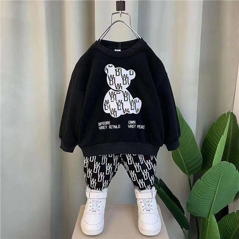 2 Pcs Boy's Fleece Printed Sweatshirt Tracksuit