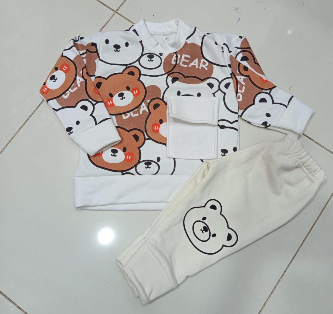 Unisex Printed Fleece Tracksuit Set for Kids - 2 Pcs (Shirt & Trouser)