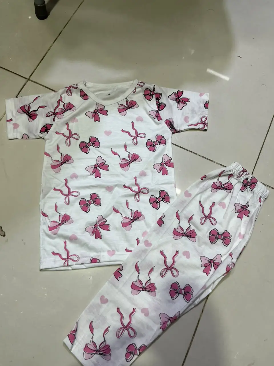 2 Pcs Girl's Stitched Jersey Printed Night Suit