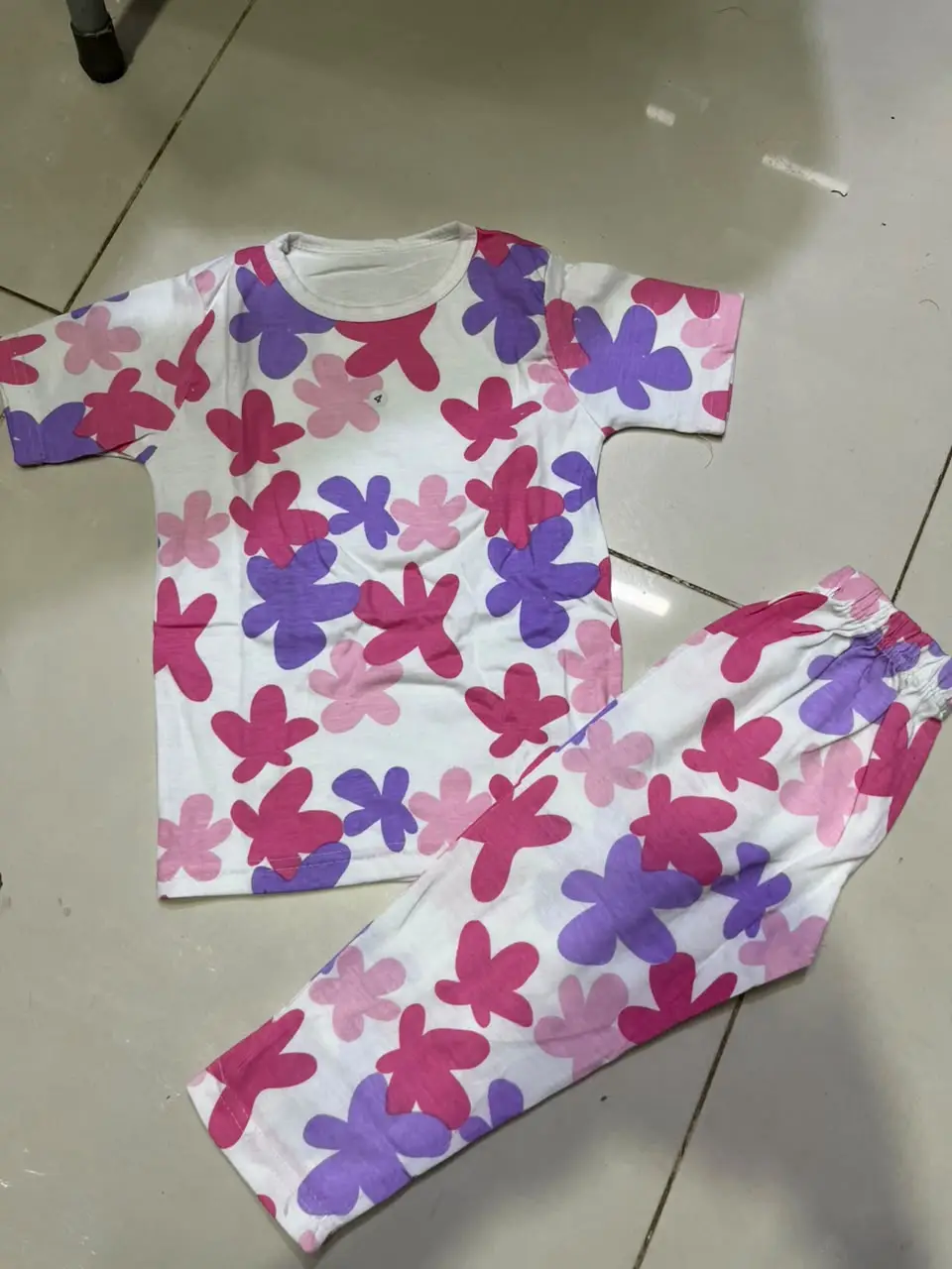 2 Pcs Girl's Stitched Jersey Printed Night Suit