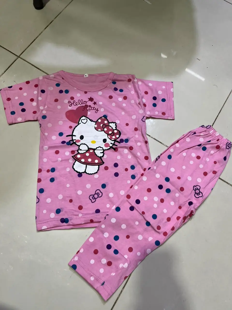 2 Pcs Girl's Stitched Jersey Printed Night Suit