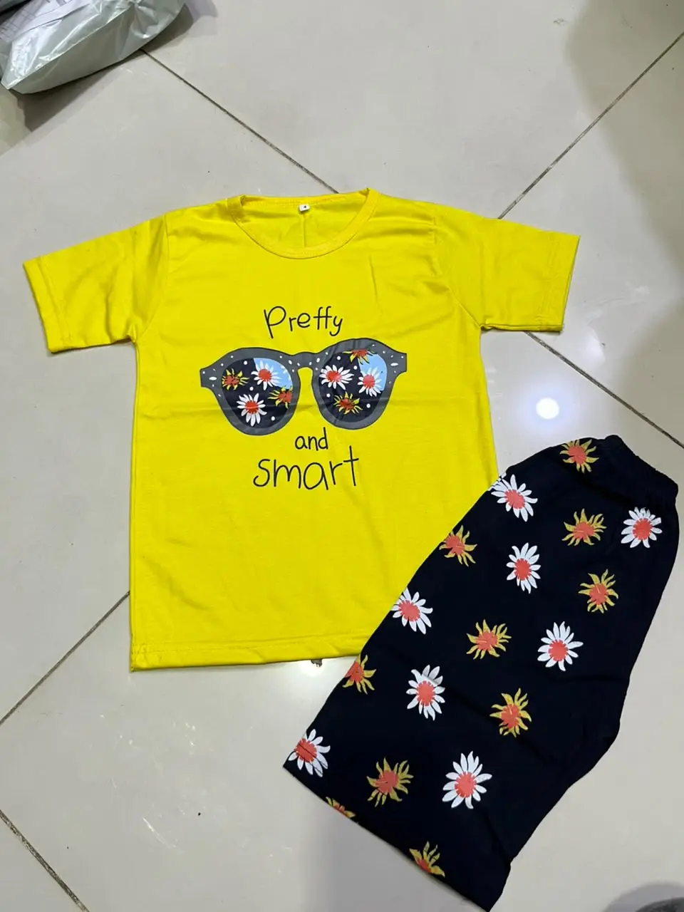 2 Pcs Girl's Stitched Jersey Printed Night Suit