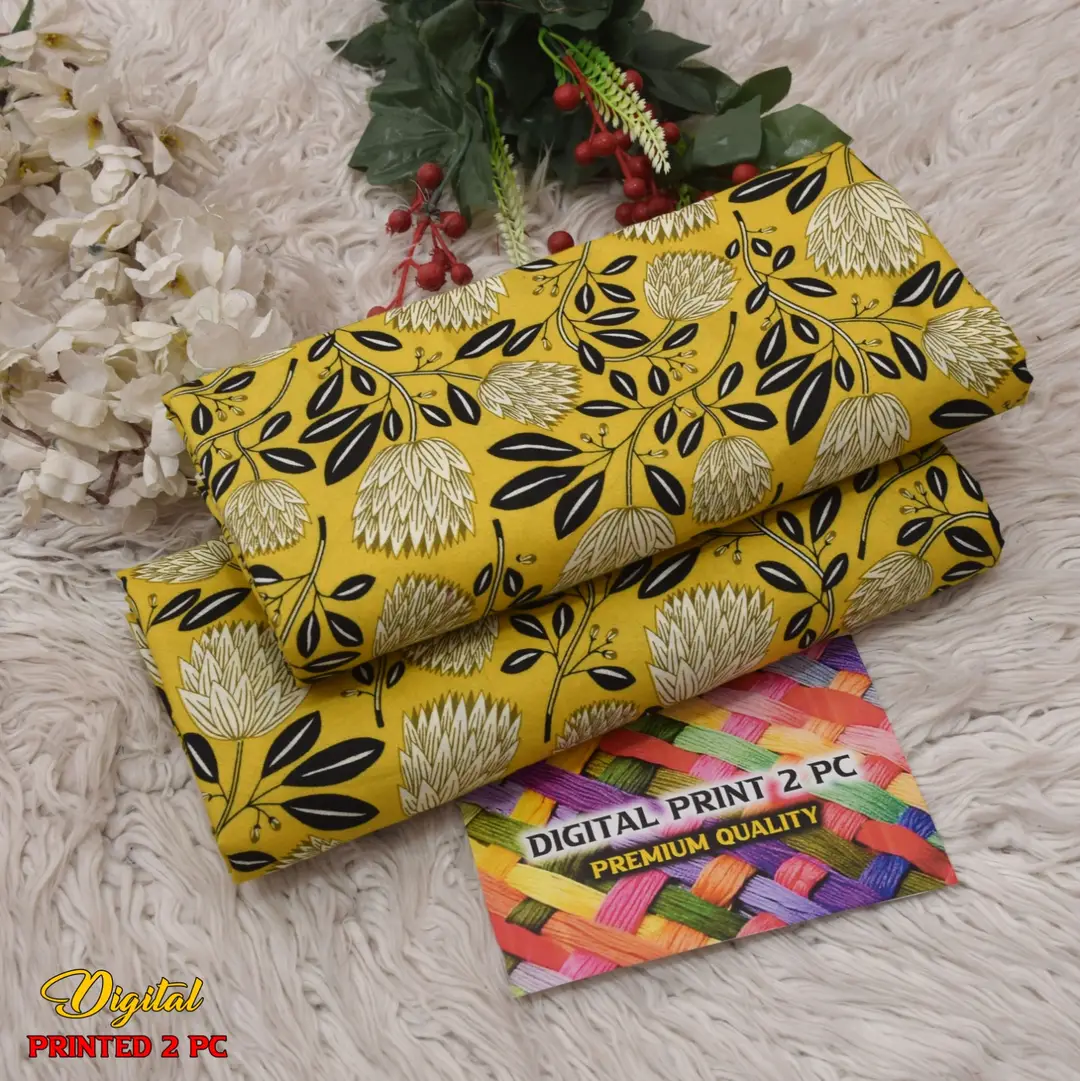 2 Pcs Women's Unstitched 3-D Block Printed Suit