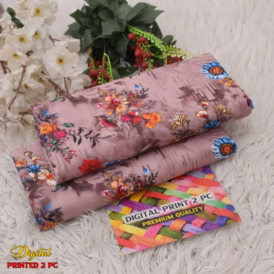 2 Pcs Women's Unstitched 3-D Block Printed Suit