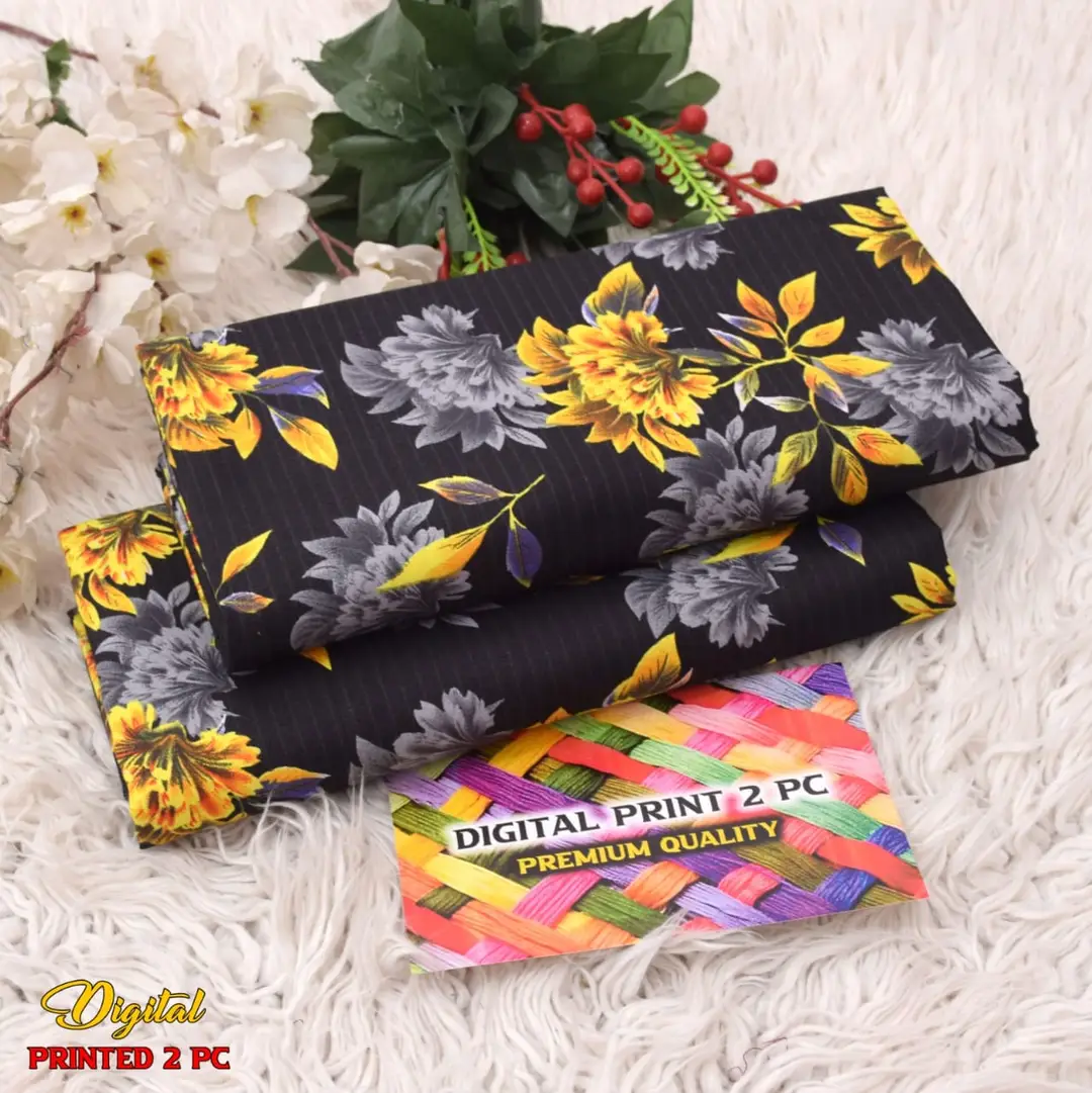2 Pcs Women's Unstitched 3-D Block Printed Suit