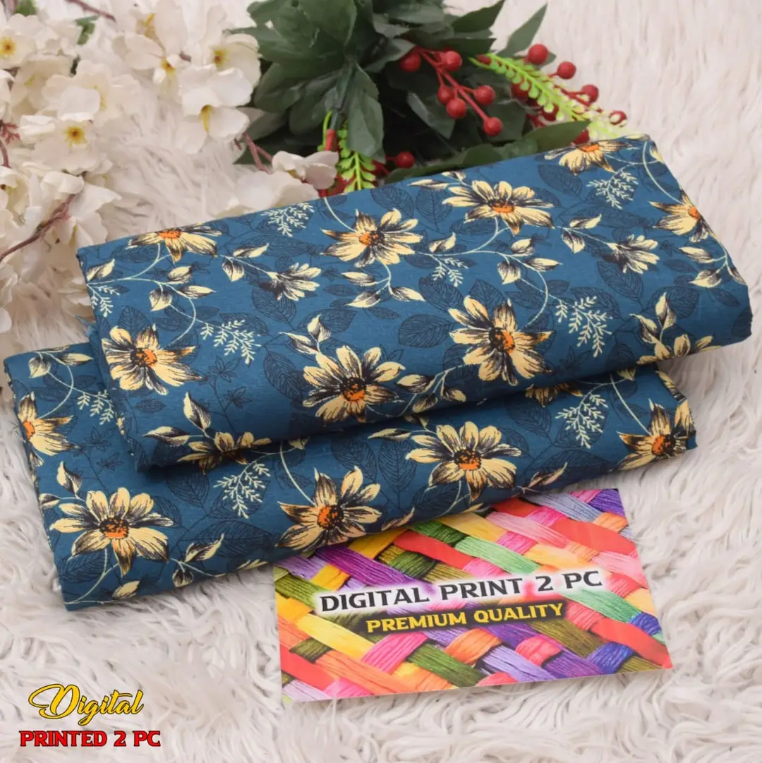 2 Pcs Women's Unstitched 3-D Block Printed Suit