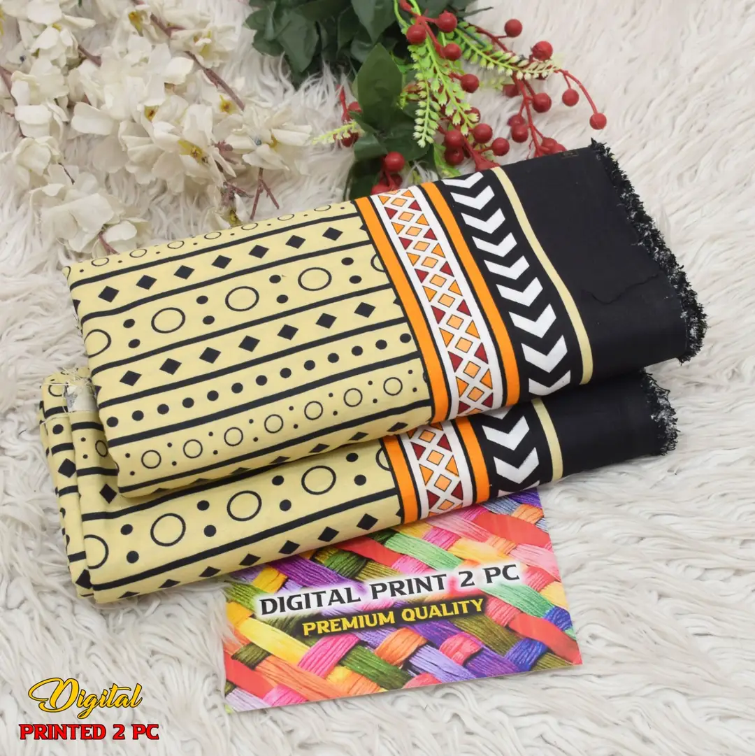 2 Pcs Women's Unstitched 3-D Block Printed Suit