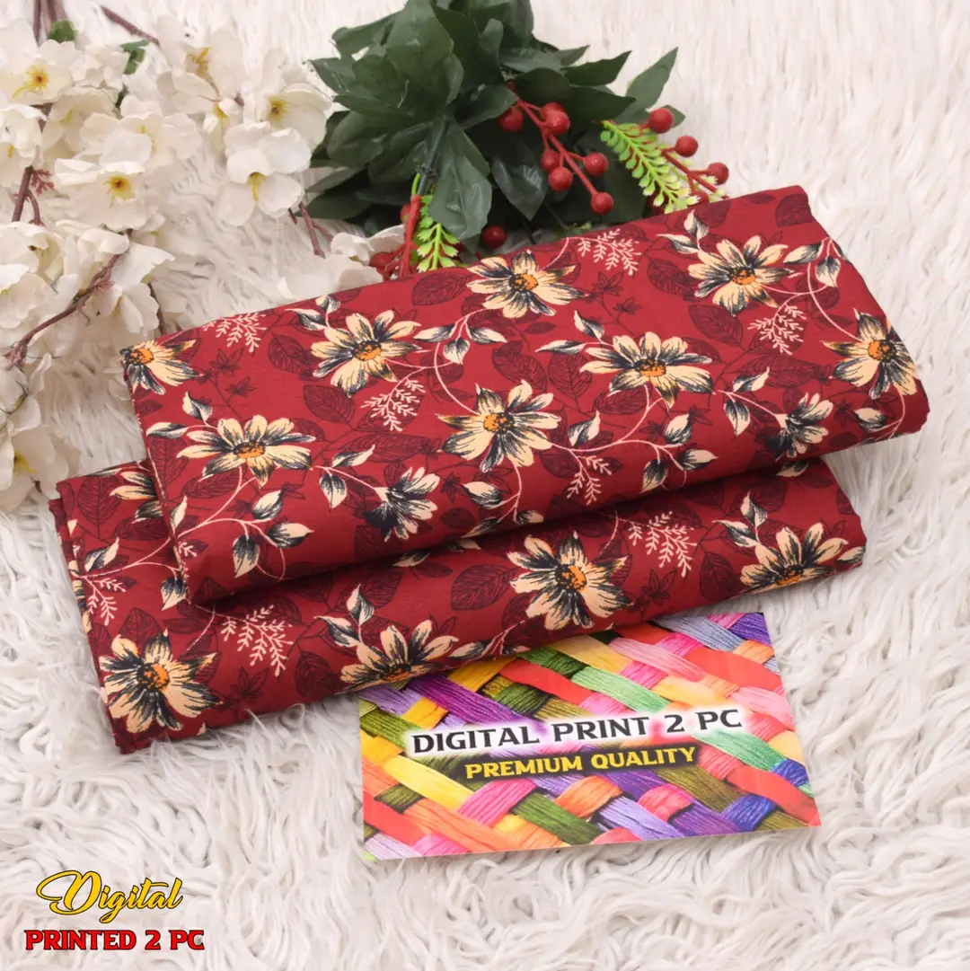 2 Pcs Women's Unstitched 3-D Block Printed Suit