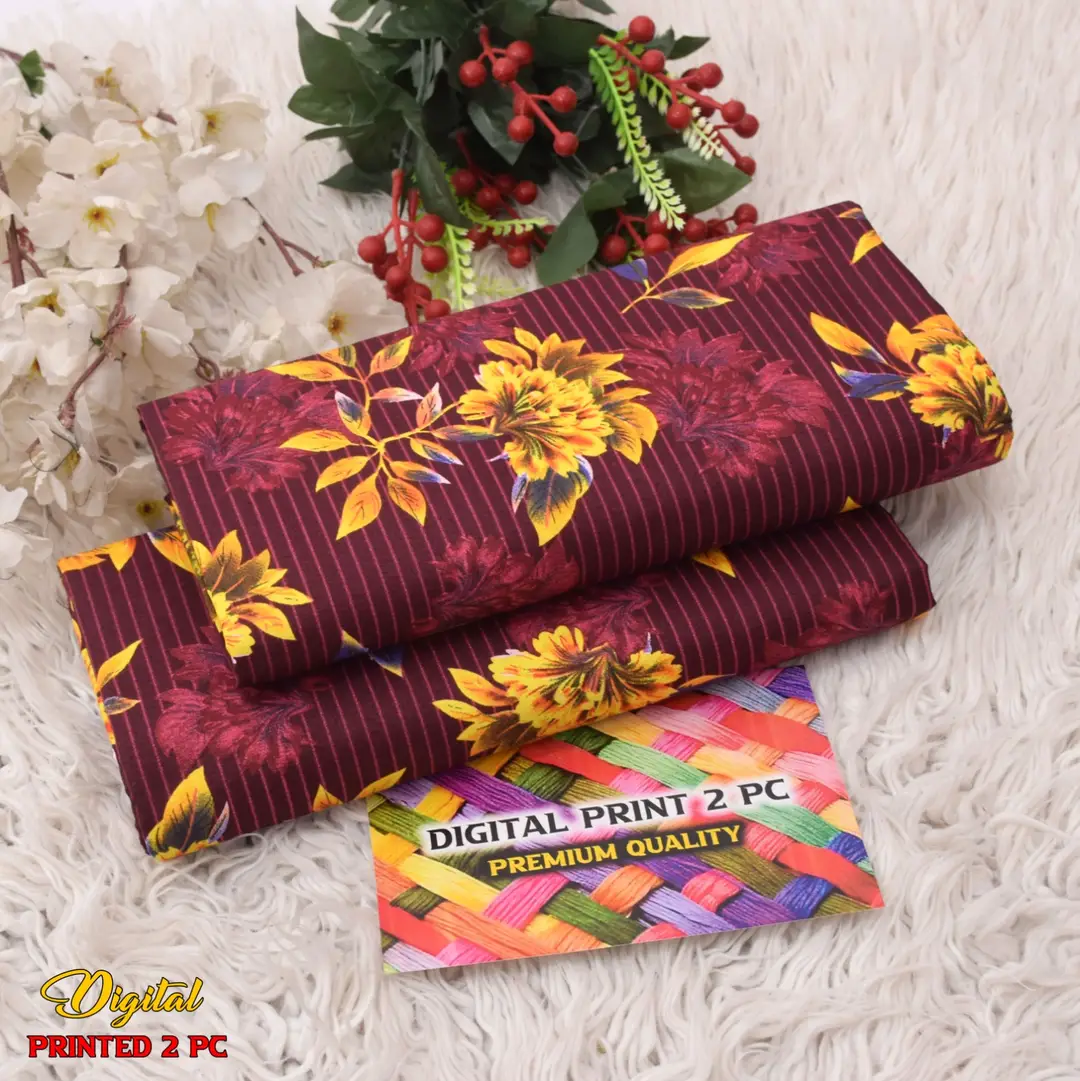2 Pcs Women's Unstitched 3-D Block Printed Suit