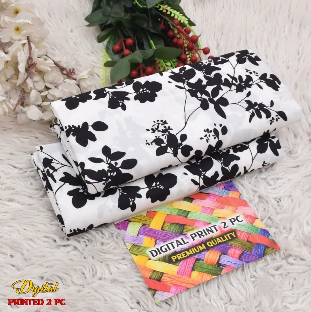 2 Pcs Women's Unstitched 3-D Block Printed Suit