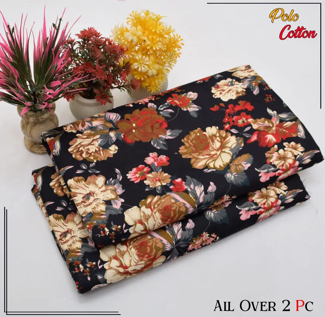 2 Pcs Women's Unstitched 3-D Block Printed Suit
