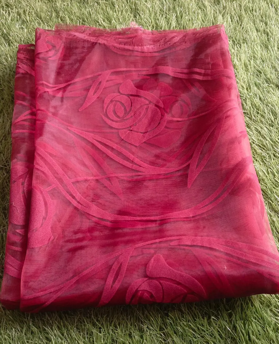 Red Embroidered Gown After Wash Soft Arganza Net