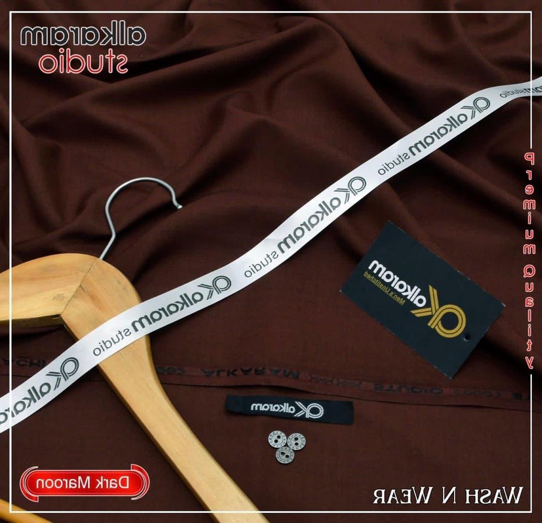 Premium Unstitched Boski Suit Dark Maroon Wash N Wear