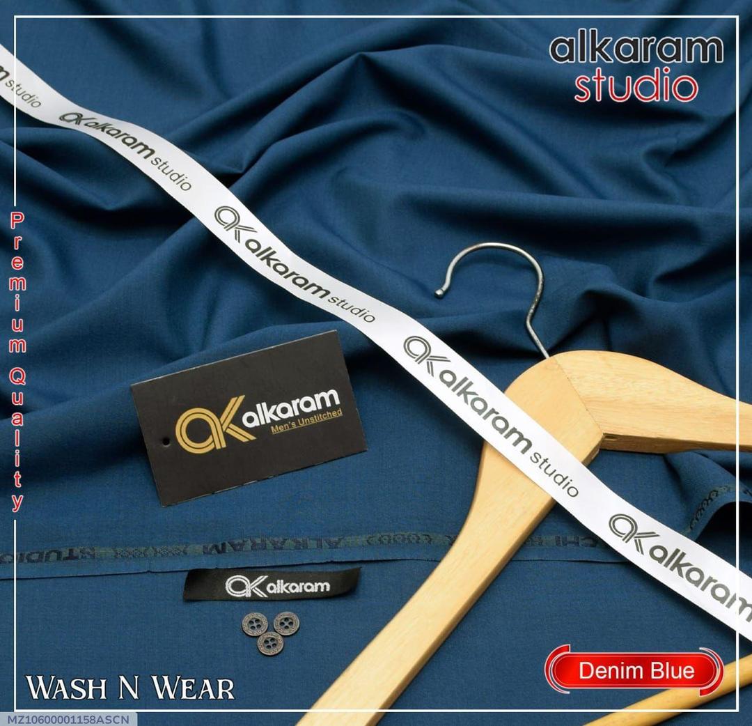 Men's Unstitched Boski Suit Denim Blue Wash n Wear