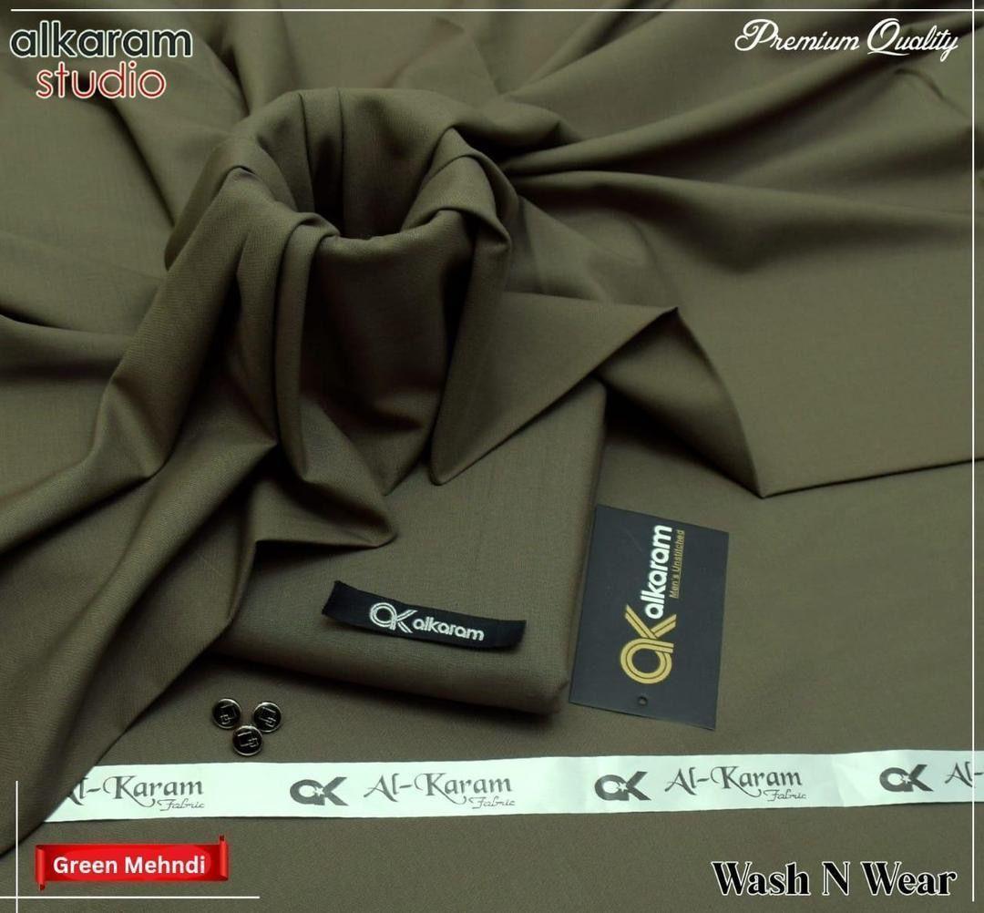 Men's Unstitched Suit Olive Green Wash & Wear