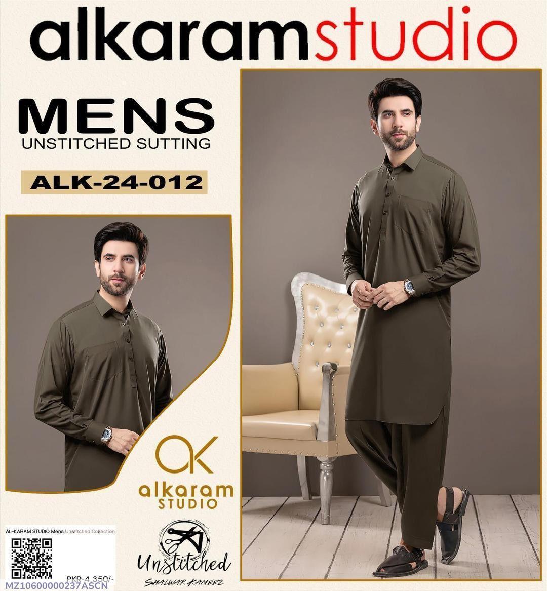 Men's Brown Unstitched Shalwar Kameez All Season Wash And Wear