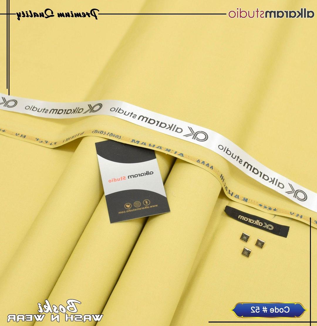 Yellow Wash & Wear Suit for Men 2m Shirt 2m Trousers
