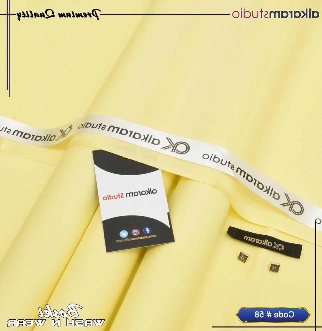 Men's Yellow Wash & Wear Plain Suit Summer Casual