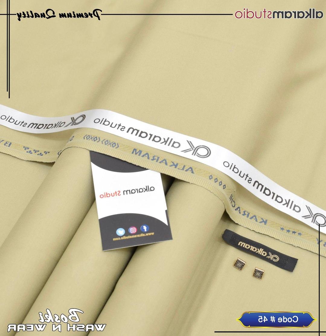 Ivory Wash & Wear Plain Suit for Men