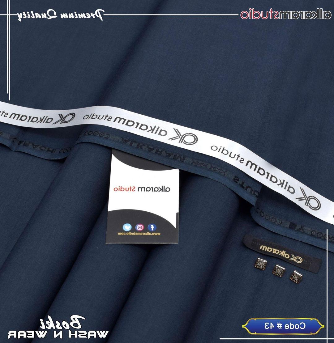 Men's Blue Wash & Wear Plain Suit Summer Casual
