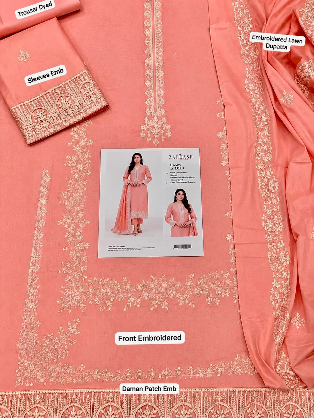 3 Pcs Women's Unstitched Embroidered Suit