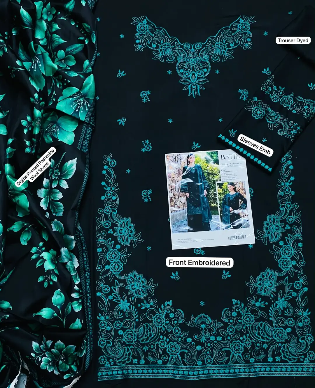 3 Pcs Women's Unstitched Embroidered Suit