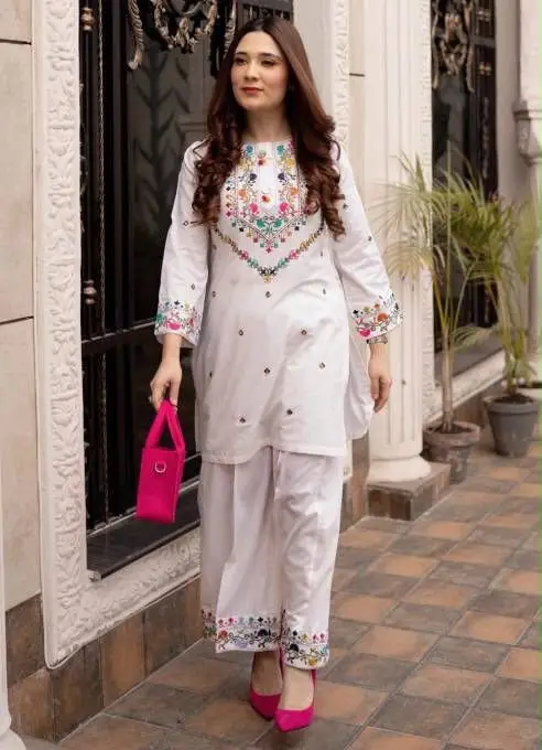 2 Pcs Women's Unstitched Embroidered Suit