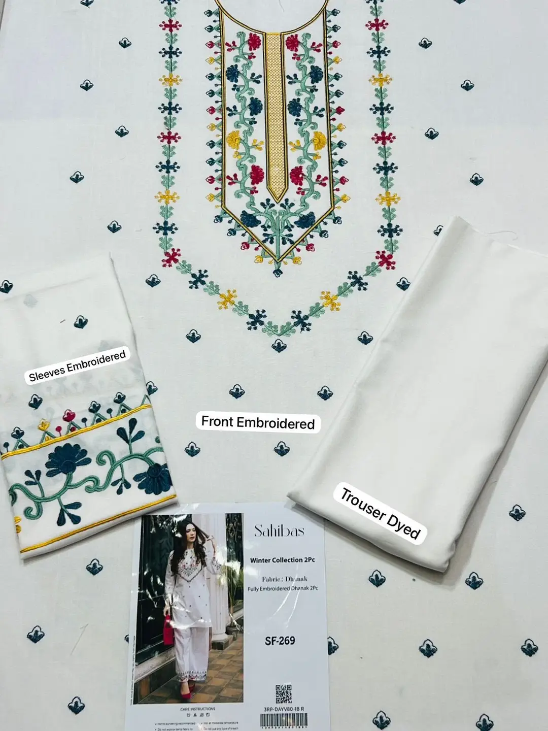 2 Pcs Women's Unstitched Embroidered Suit