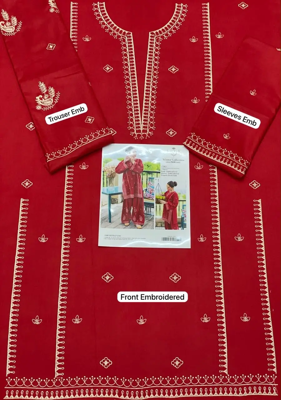 2 Pcs Women's Unstitched Embroidered Suit