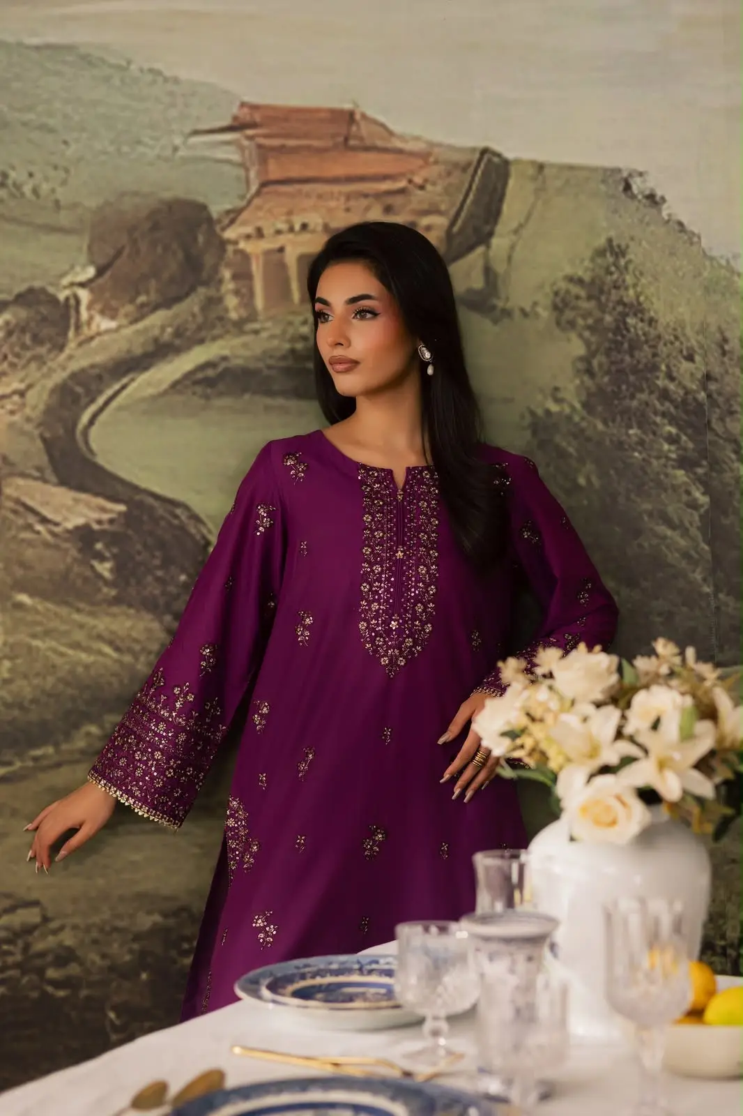 2 Pcs Women's Unstitched Embroidered Suit