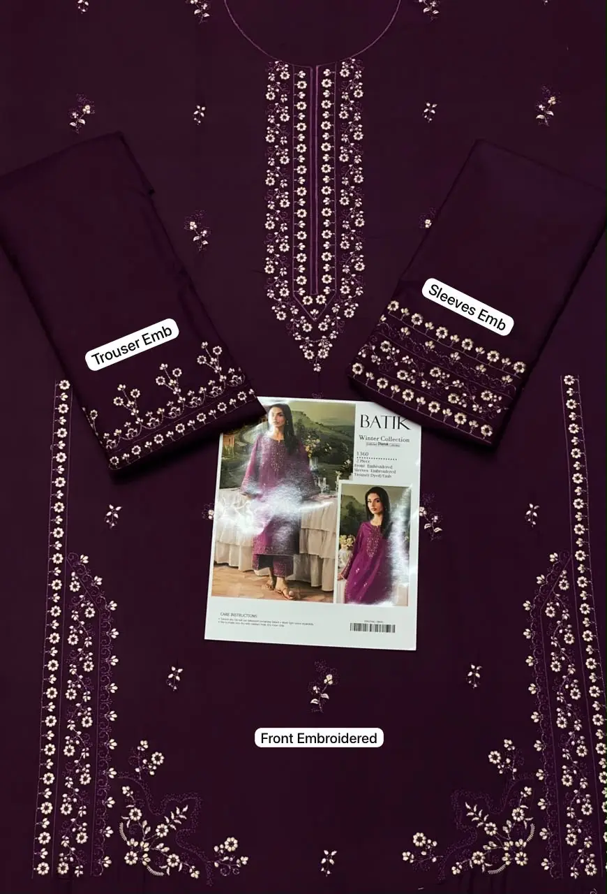 2 Pcs Women's Unstitched Embroidered Suit
