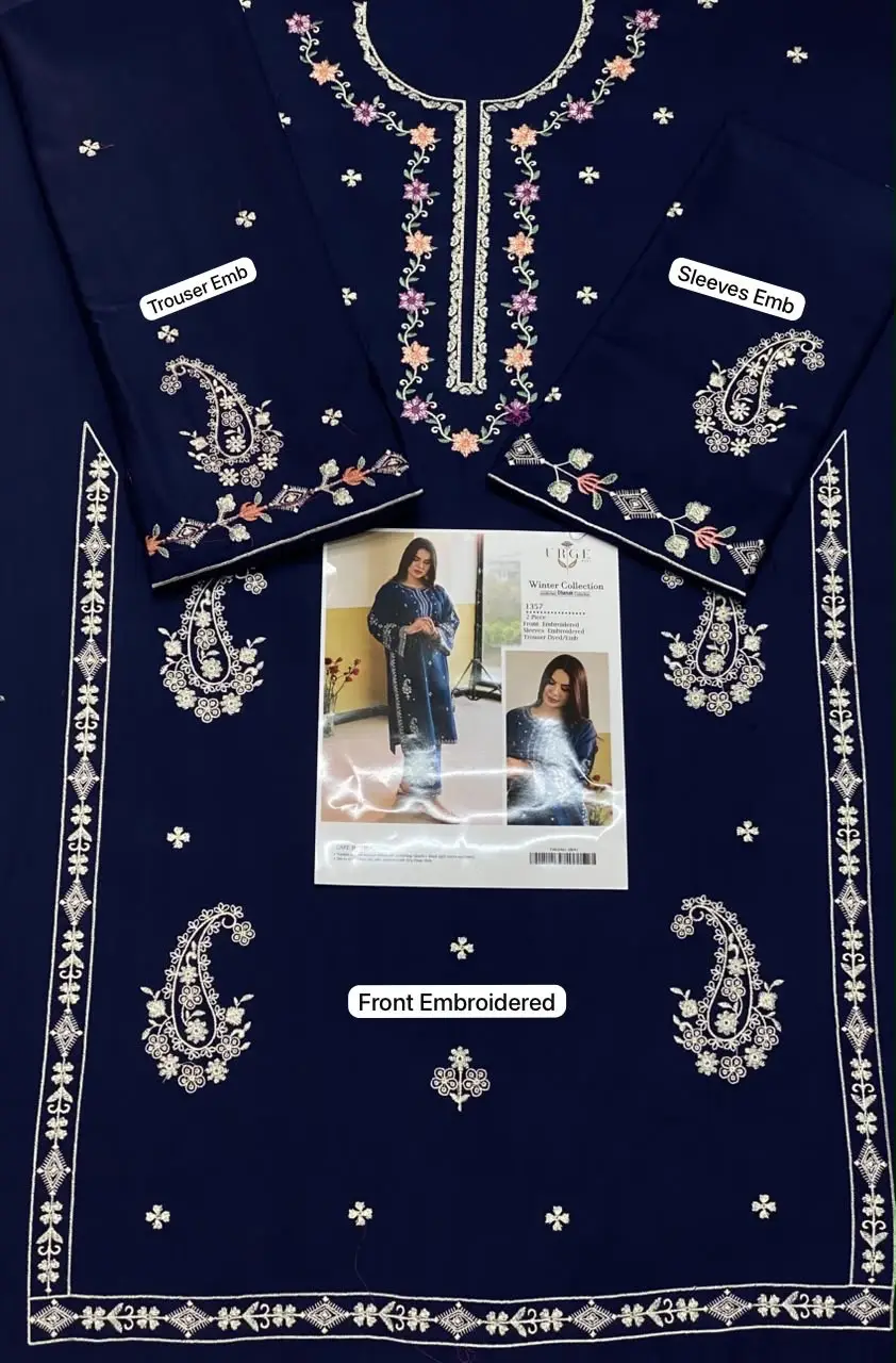 2 Pcs Women's Unstitched Embroidered Suit