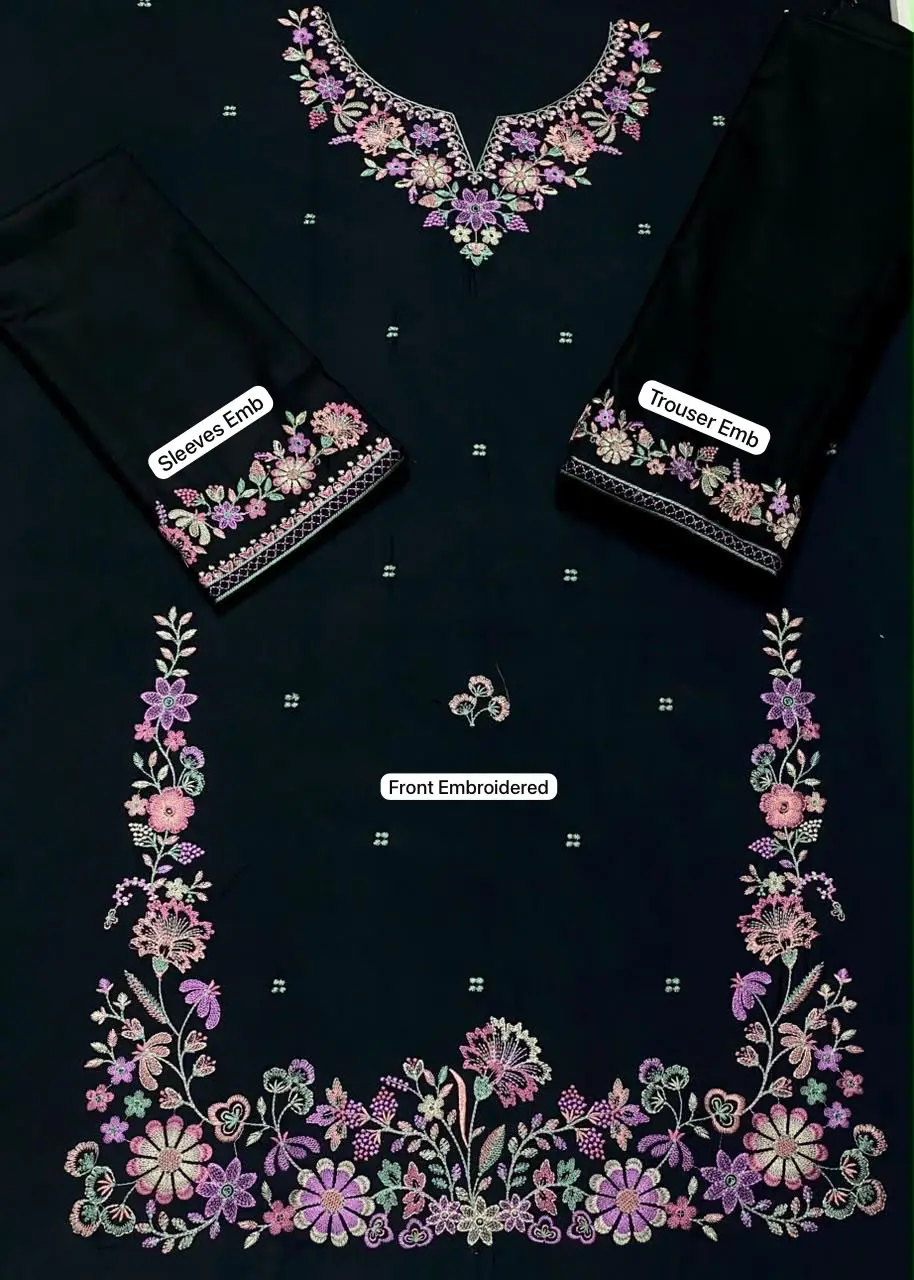 2 Pcs Women's Unstitched Embroidered Suit