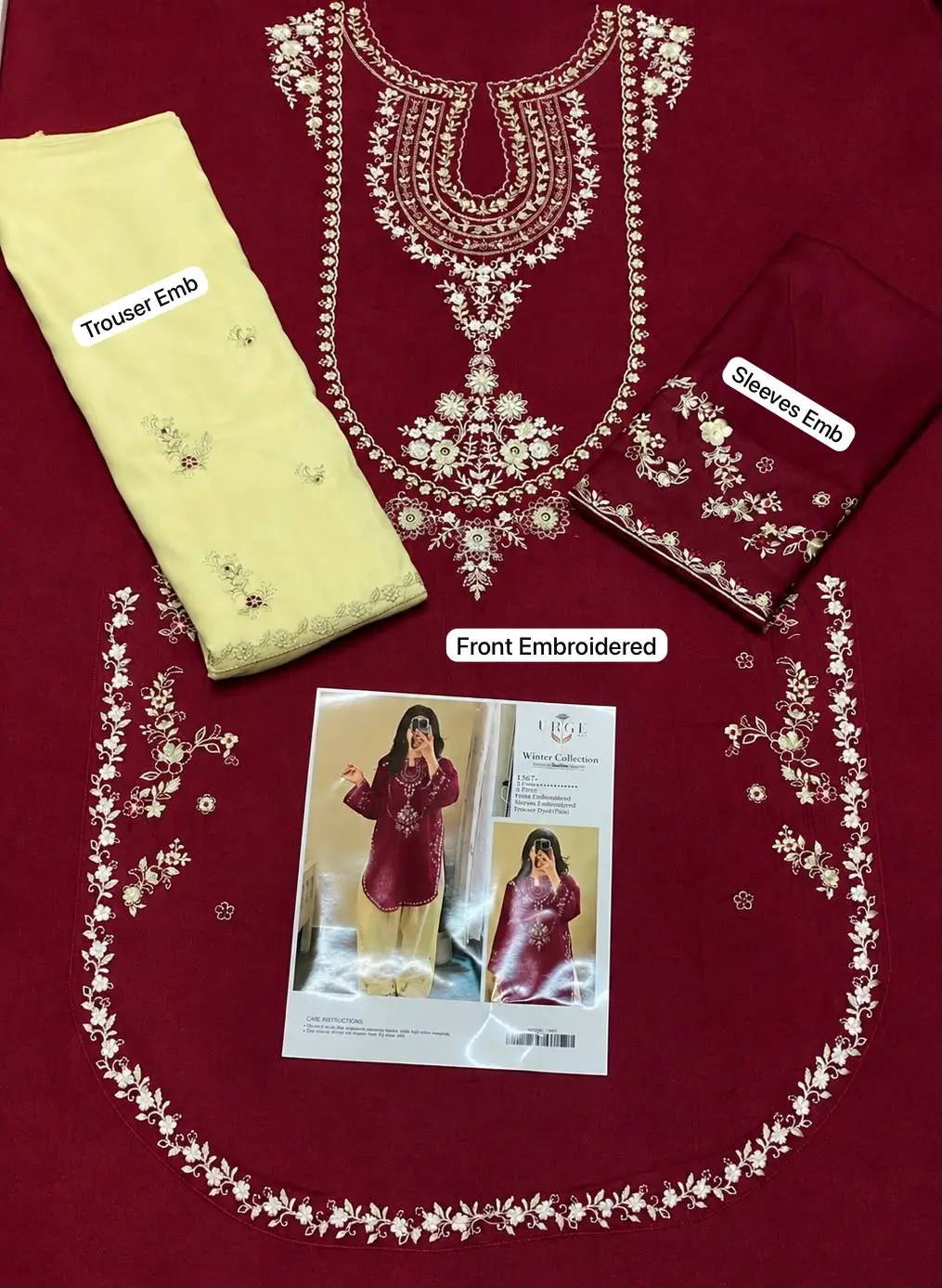 2 Pcs Women's Unstitched Embroidered Suit