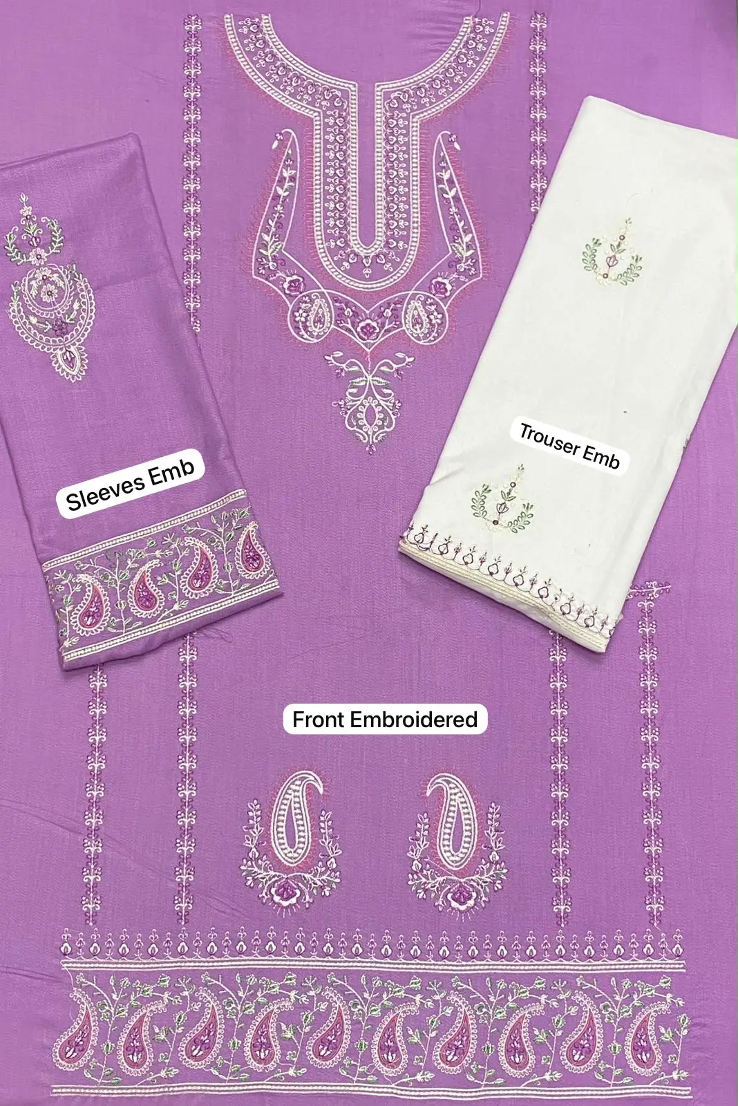 2 Pcs Women's Unstitched Embroidered Suit