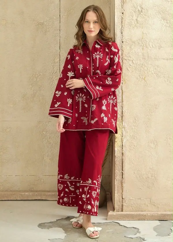 2 Pcs Women's Unstitched Embroidered Suit