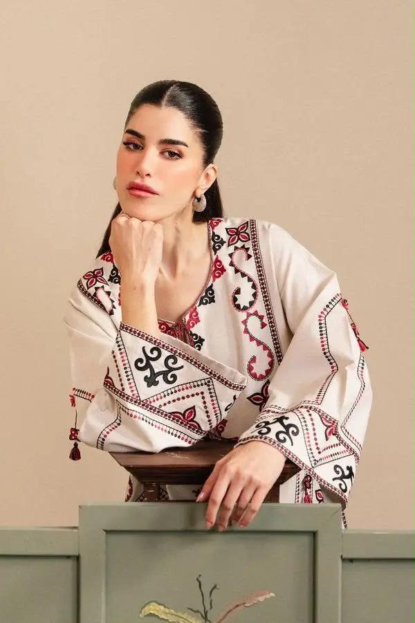 2 Pcs Women's Unstitched Embroidered Suit