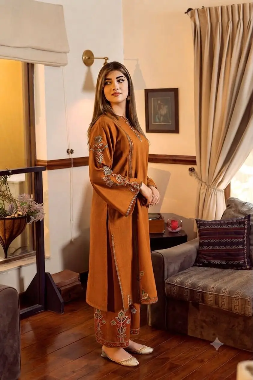 2 Pcs Women's Unstitched Embroidered Suit