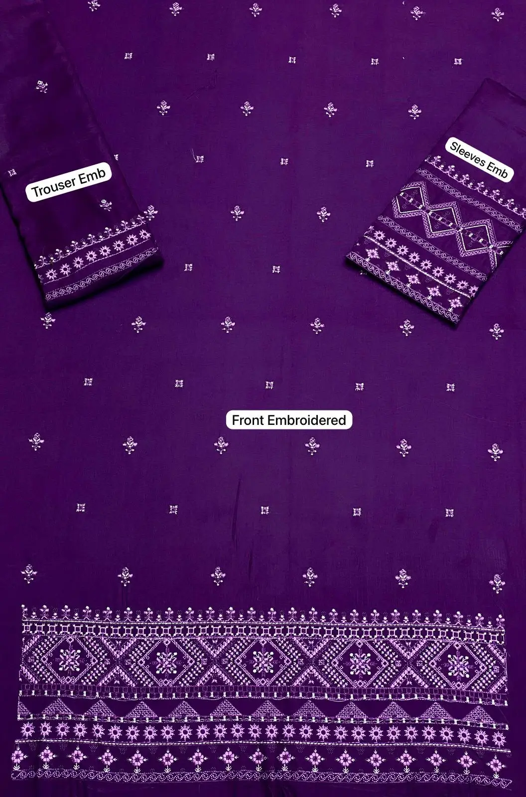 2 Pcs Women's Unstitched Embroidered Suit