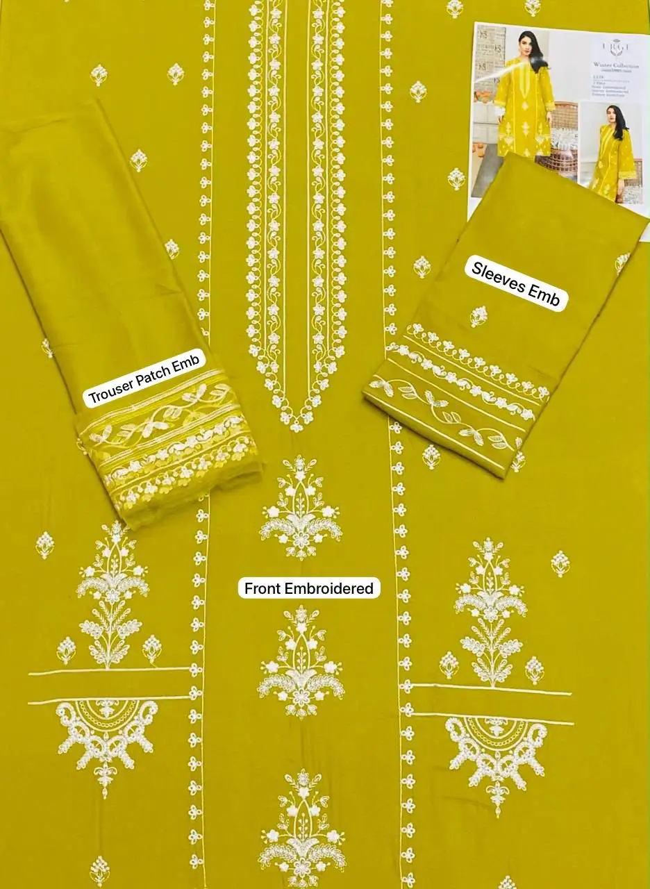 2 Pcs Women's Unstitched Embroidered Suit