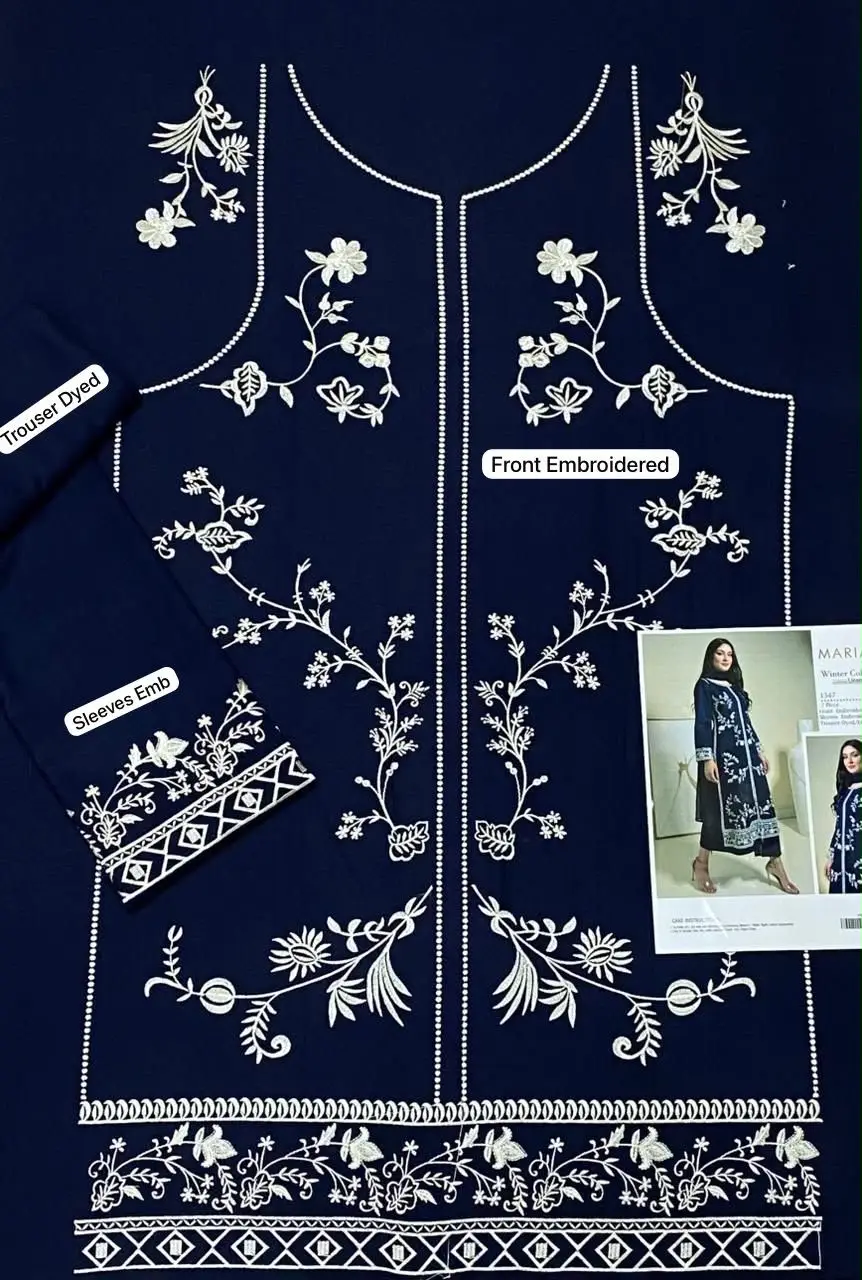 2 Pcs Women's Unstitched Embroidered Suit