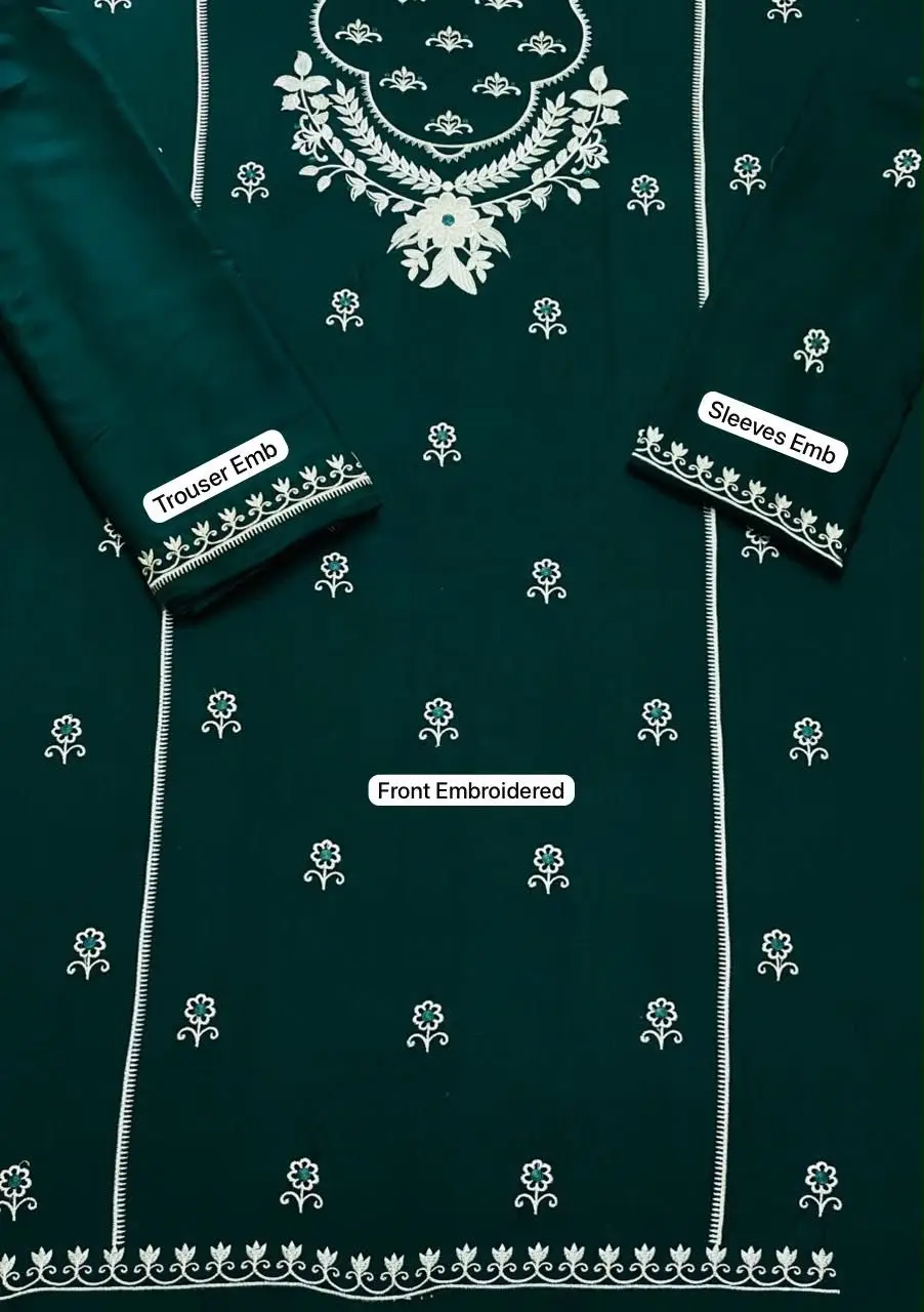 2 Pcs Women's Unstitched Embroidered Suit
