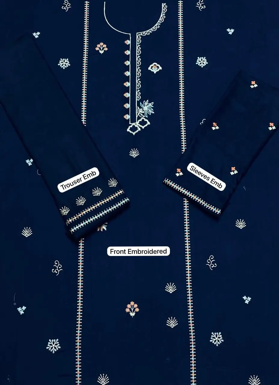 2 Pcs Women's Unstitched Embroidered Suit