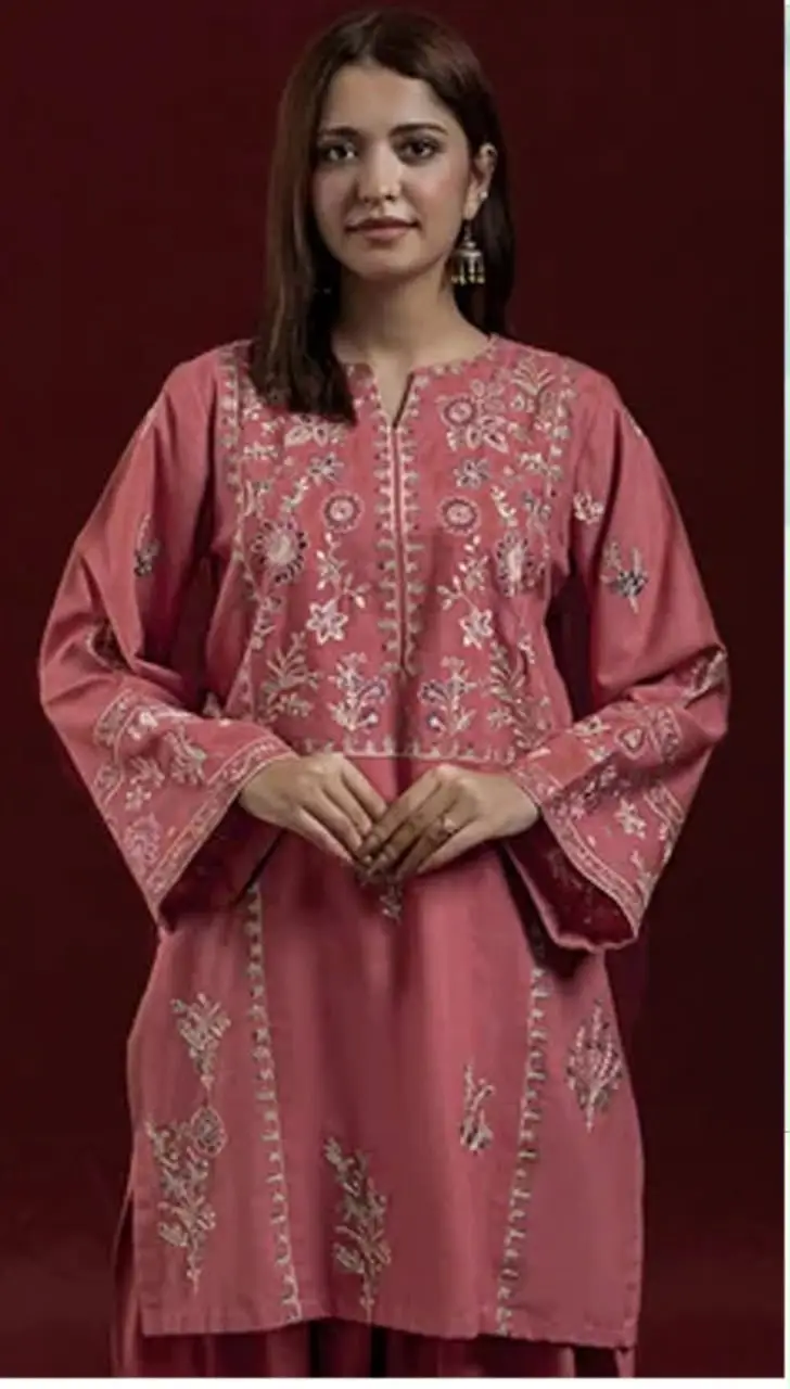 2 Pcs Women's Unstitched Embroidered Suit