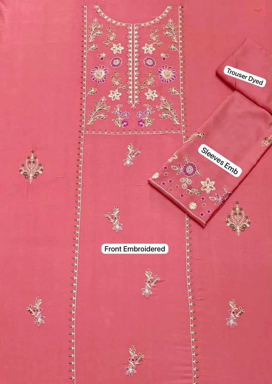 2 Pcs Women's Unstitched Embroidered Suit