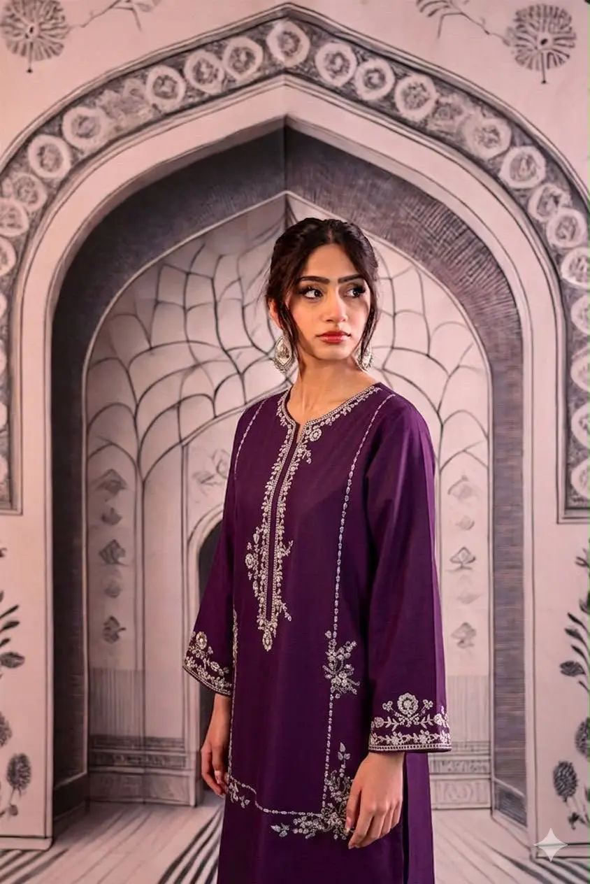 2 Pcs Women's Unstitched Embroidered Suit