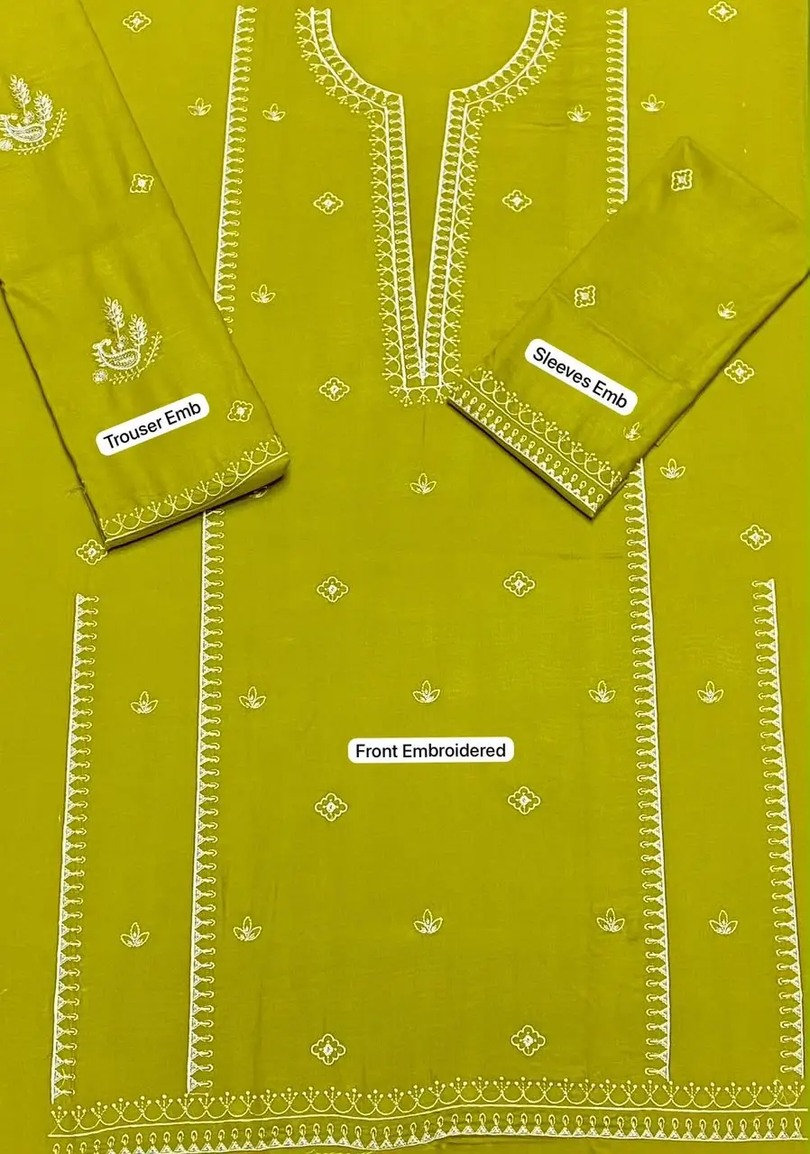 2 Pcs Women's Unstitched Embroidered Suit