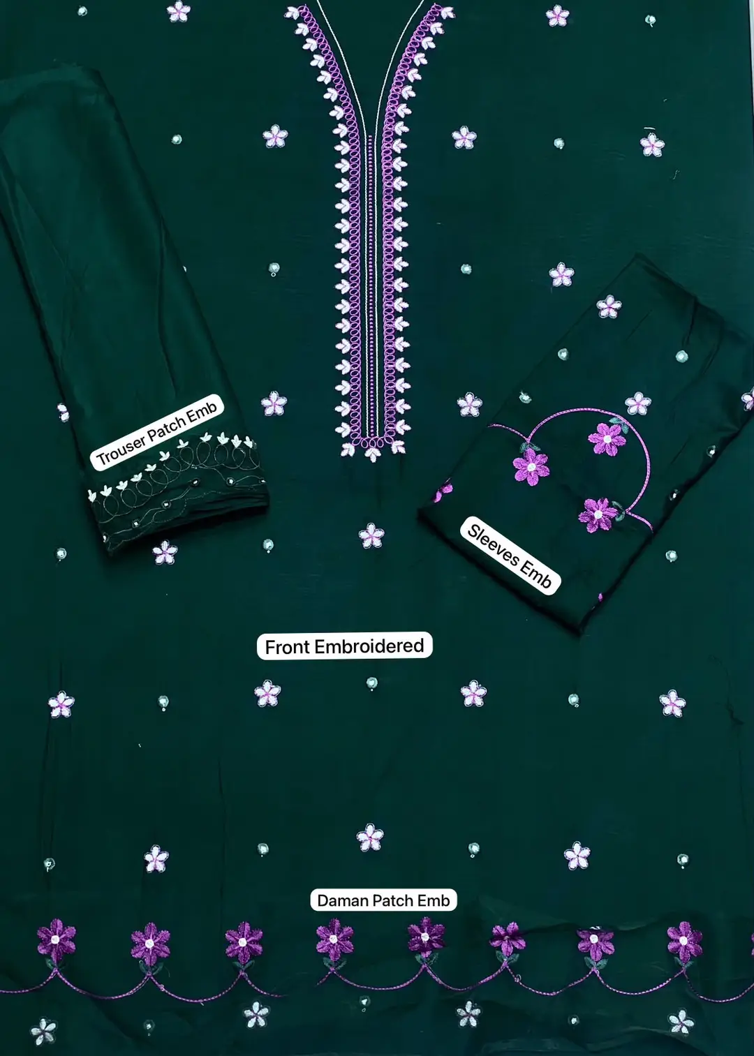 2 Pcs Women's Unstitched Embroidered Suit