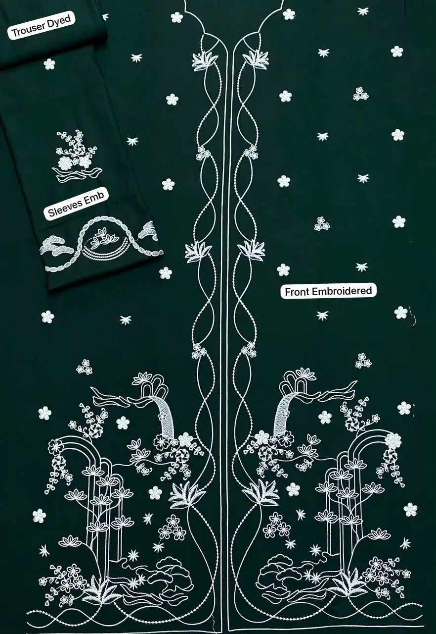 2 Pcs Women's Unstitched Embroidered Suit