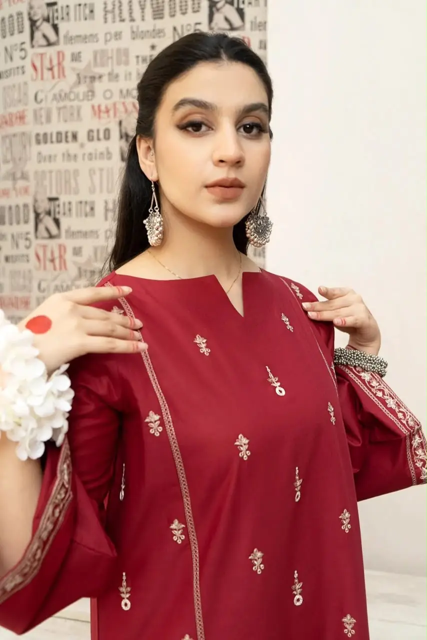 2 Pcs Women's Unstitched Embroidered Suit